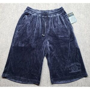 Vintage Clench Jeans Shorts Mens L Navy Blue Velvet Polycotton High Rise Y2K New